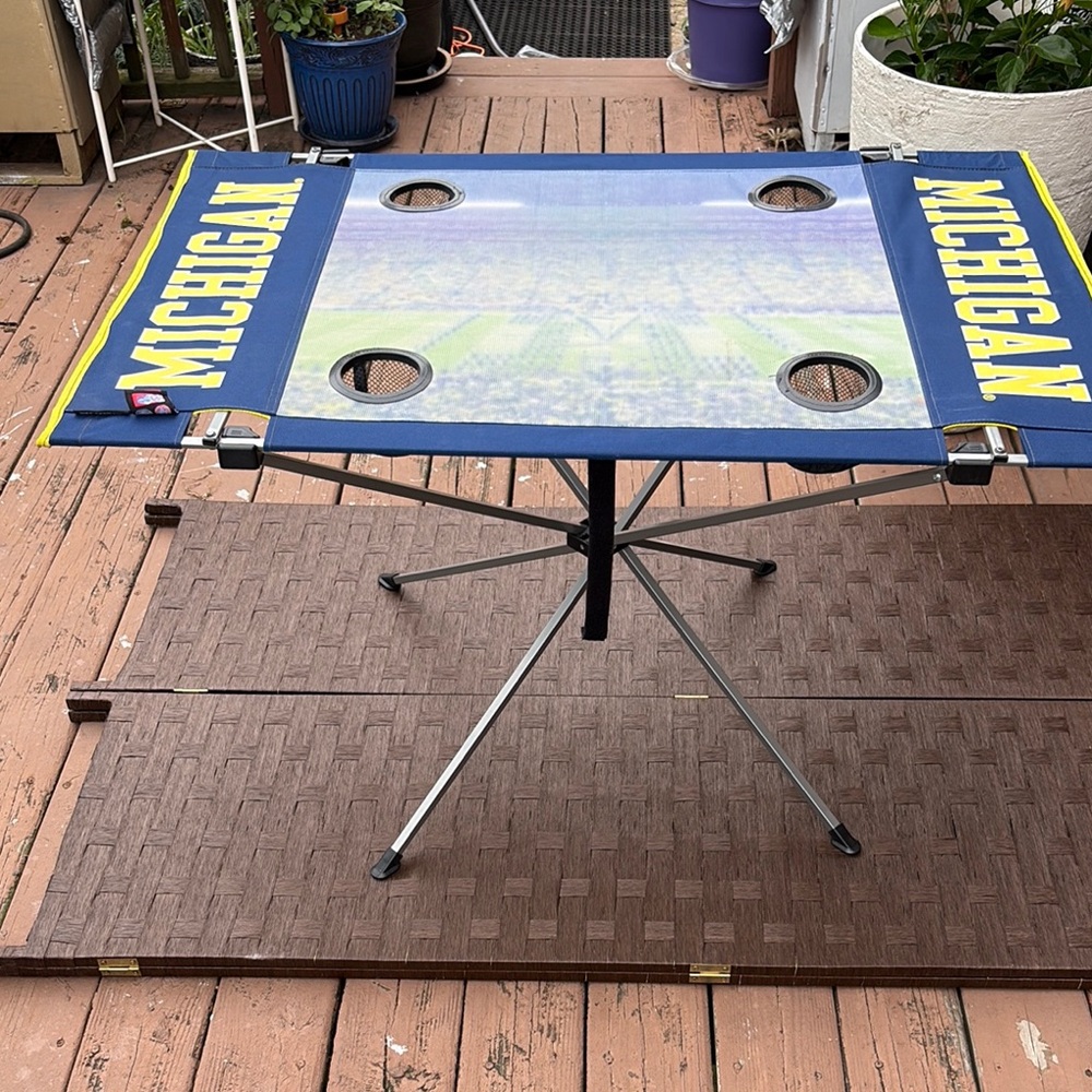 Rawlins Michigan Blue and Yellow Tailgate Table Foldable 40 x 26, height 23.5in - Picture 2 of 2